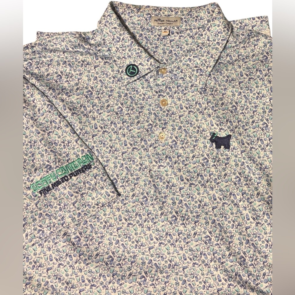 SCOTTY CAMERON GALLERY Circle T  Summer Comfort Drinks Polo Scotty Bull  XL Golf